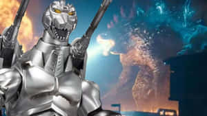 Godzilla And Mechagodzilla Face-off In An Epic Battle Wallpaper