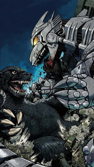 Godzilla And Mechagodzilla Face Off In An Epic Battle Wallpaper