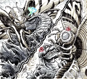 Godzilla And Mothra Facing Off In An Epic Battle Wallpaper