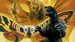 Godzilla And Mothra In An Epic Battle Wallpaper