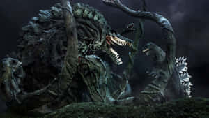 Godzilla Battles Biollante In An Epic Showdown Wallpaper