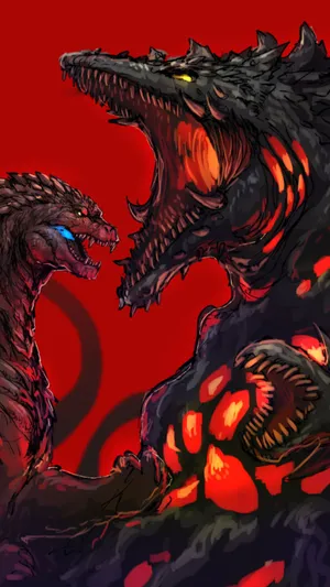 Godzilla Battles Biollante In An Intense Showdown Wallpaper