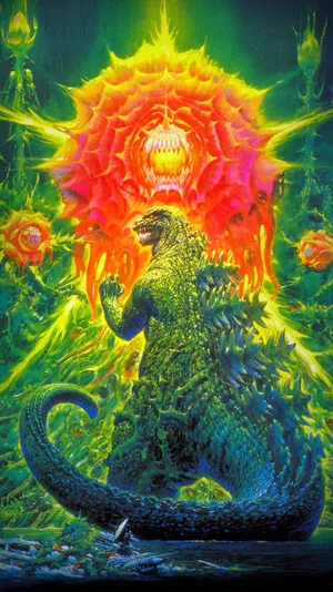 Godzilla Facing Off Against Biollante In An Epic Battle Wallpaper