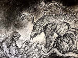 Godzilla Facing Off Against Biollante In An Epic Showdown. Wallpaper