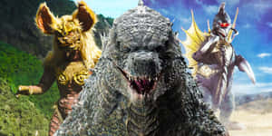 Godzilla King Caesar Mecha Godzilla Battle Wallpaper