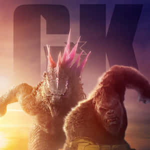 Godzilla Kong Faceoff Sunset Wallpaper