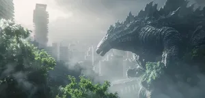 Godzilla Rampage Through City Wallpaper