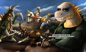 Godzilla_vs_ Megalon_ Satirical_ Artwork Wallpaper