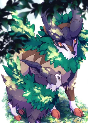 Gogoat Looking At Skiddo Wallpaper