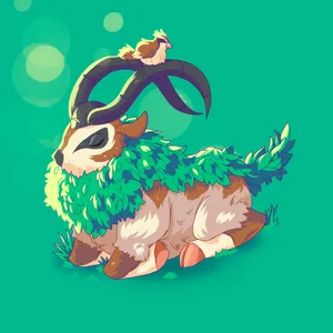 Gogoat Resting With Pidgey Wallpaper