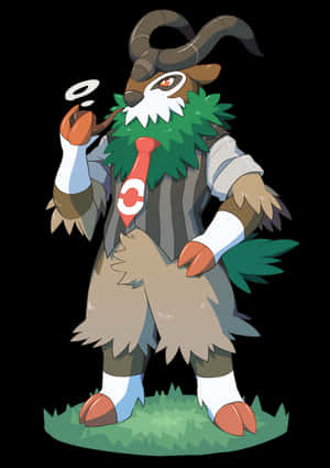 Gogoat Standing On Grass Platform Wallpaper