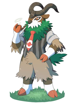 Gogoat Standing On Grass Platform Wallpaper