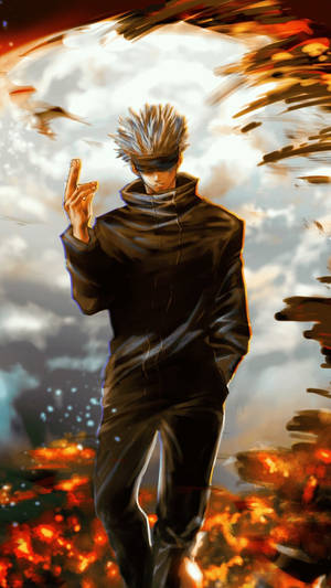 Gojo Hand Sign Jujutsu Kaisen Iphone Wallpaper