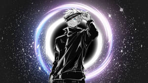 Gojo Sataru Standing Against Black Hole Wallpaper