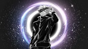 Gojo Sataru Standing Against Black Hole Wallpaper