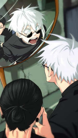 Gojo Satoru Funny Mirror Face Wallpaper