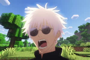 Gojo Satoru Minecraft World Funny Face Wallpaper