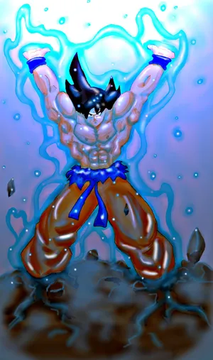 Goku Is Ready To Unleash His Ultimate Attack On His Enemies With The Spirit Bomb Sword! Wallpaper