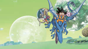 Goku Riding Blue Dragon Wallpaper