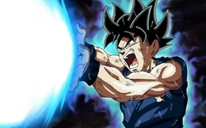 Goku Unleashes A Powerful Kamehameha Wave Wallpaper