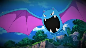 Golbat Flying Above Trees Wallpaper