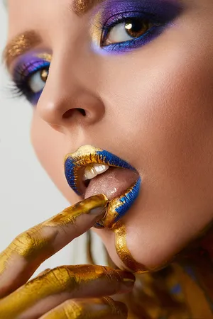 Gold And Blue Eyelash Wallpaper