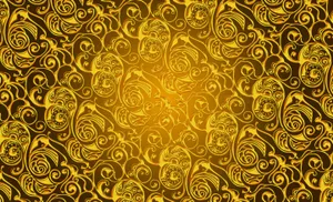 Gold Background Fancy Scroll Design Wallpaper