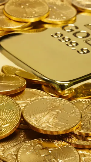 Gold Bullionand Coins Wealth Concept Wallpaper
