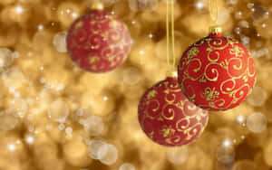 Gold Christmas Ornaments Wallpaper