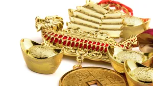 Gold Ingots And Traditional Wealth Symbols Wallpaper