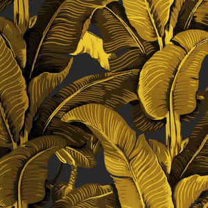 Gold Leaf Banana Tree Pattern Wallpaper