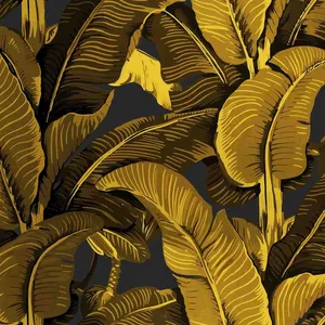 Gold Leaf Banana Tree Pattern Wallpaper