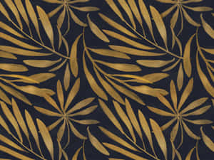 Gold Leaf Patternon Black Background Wallpaper