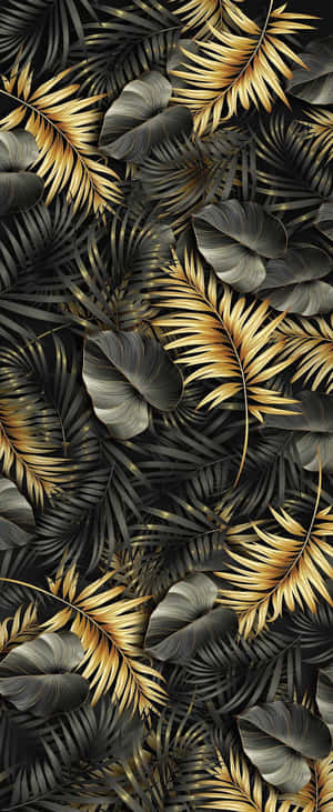 Gold Leaf Tropical Pattern Wallpaper