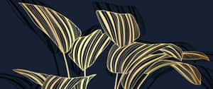 Gold Striped Leaves Artwork Wallpaper