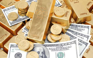 Goldand Cash Wealth Symbols Wallpaper