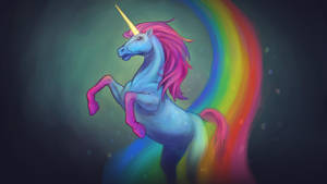 Golden Alicorn Of Rainbow Unicorn Wallpaper