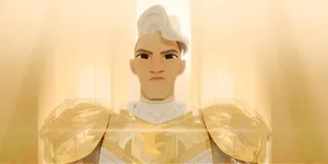 Golden Armored Character Illustration Wallpaper