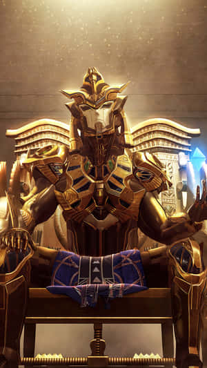 Golden Armored Warrior Throne Wallpaper