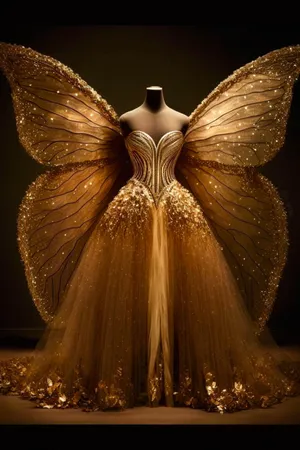 Golden Butterfly Gown Fancy Dress Wallpaper