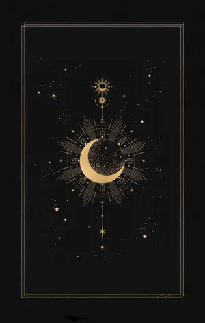 Golden Celestial Composition Art Wallpaper