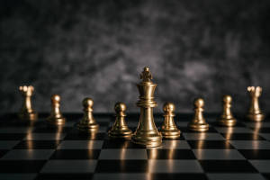 Golden Chess Black Board Wallpaper