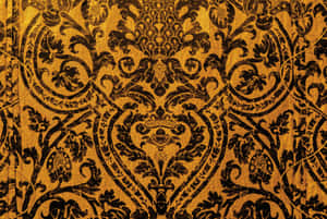 Golden Damask Fabric Pattern Wallpaper