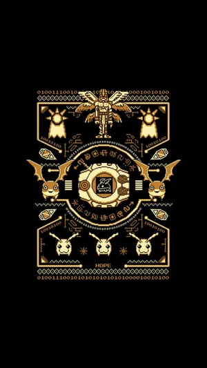 Golden Digimon Patamon Symmetry Art Wallpaper