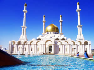 Golden Domed Mosque Clear Sky Wallpaper