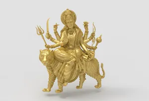 Golden Durga Statueon Lion Wallpaper