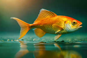 Golden Fish Swimming Calm Waters.jpg Wallpaper