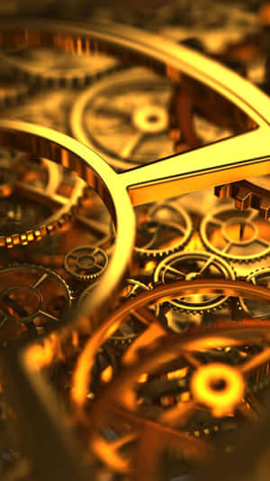 Golden Gears Clockwork Mechanism Wallpaper