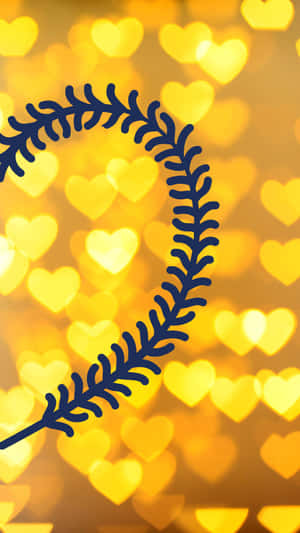 Golden Hearts Half Wreath Wallpaper