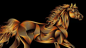 Golden Horse Artistic Illustration Wallpaper